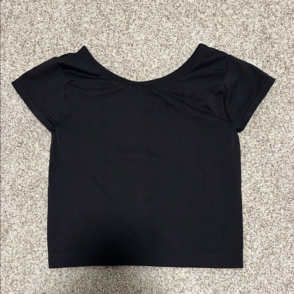 Free people intimately Cap Sleeve Cropped Tee in Classic Black